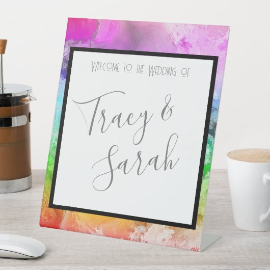 Signe De Table Aquarelle d'encre d'alcool arc-en-ciel (In SItu)