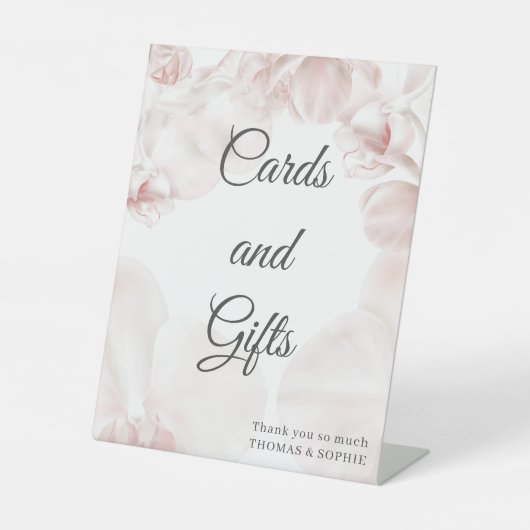 Signe De Table Aquarelle d'orchidée rose pâle détails du mariage (Recto)