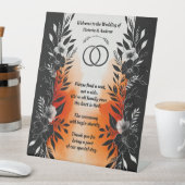 Signe De Table Aquarelle dramatique Mariage Floral Orange Noir (In SItu)