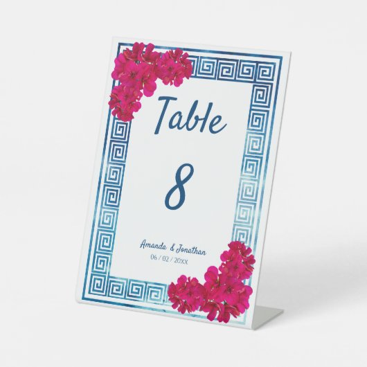 Signe De Table Aquarelle Elégance Grecienne + Numéro de table ros (Recto)