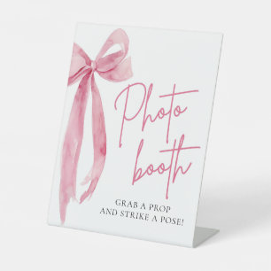 Signe De Table Aquarelle Elegant Blush Pink Bow Photo Booth Signa