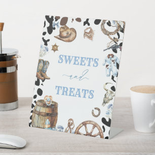 Signe De Table Aquarelle Elegant Petit Cowboy Rodeo Pays Bab