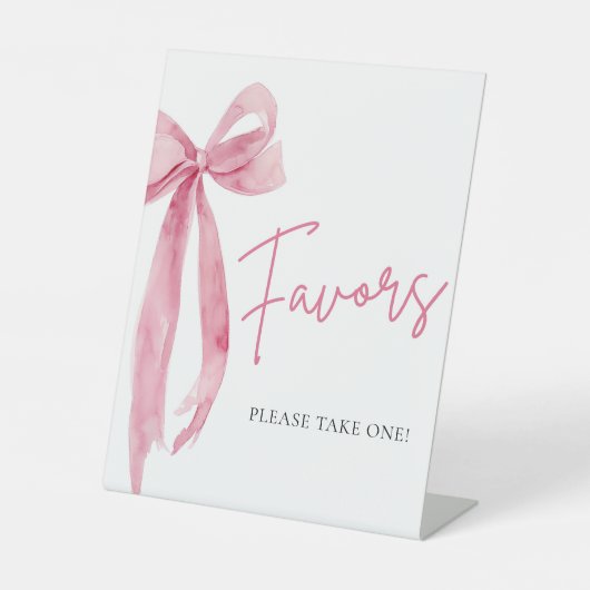 Signe De Table Aquarelle Élégante Bow Rose Bleu Faveurs Signer (Recto)