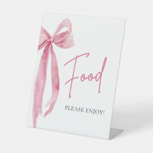 Signe De Table Aquarelle Élégante Bow Rose Bleu Signal alimentair