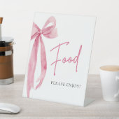 Signe De Table Aquarelle Élégante Bow Rose Bleu Signal alimentair (In SItu)