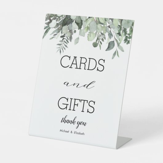 Signe De Table Aquarelle Eucalyptus Vert Cartes de mariage Cadeau (Recto)