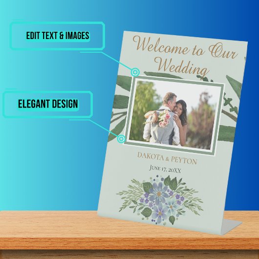 Signe De Table Aquarelle Feuille 08a Photo