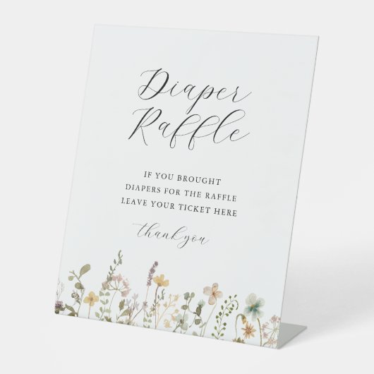 Signe De Table Aquarelle Fleur sauvage Baby shower Déchets Raffin (Recto)