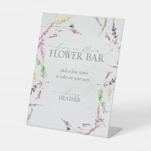Signe De Table Aquarelle fleur sauvage Floral Douche Flower Bar (Recto)