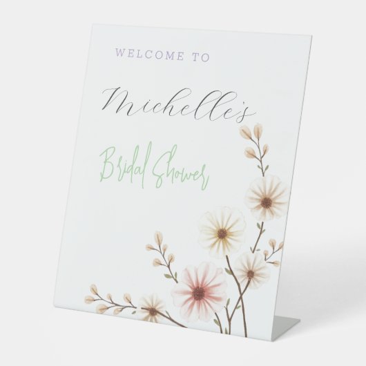 Signe De Table Aquarelle Fleurs Fête des mariées mignonne (Recto)