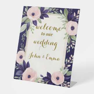 Signe De Table Aquarelle Floral mariage d'accueil