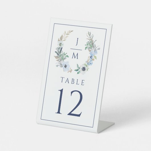 Signe De Table Aquarelle Florale Anémone Wreath Monogramme Mariag (Recto)