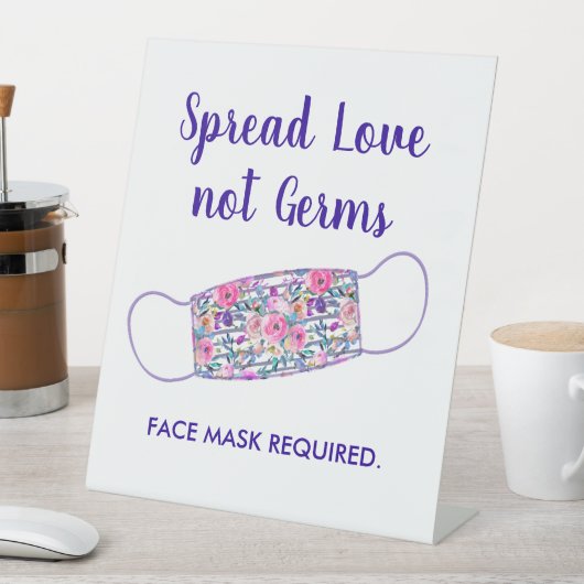 Signe De Table Aquarelle Florale Distances sociales Masque d'usur (In SItu)