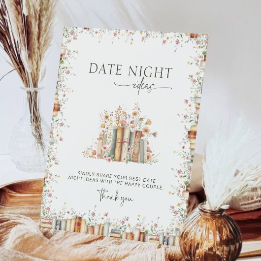 Signe De Table Aquarelle Florale Livre à thème Date Nuit Idées