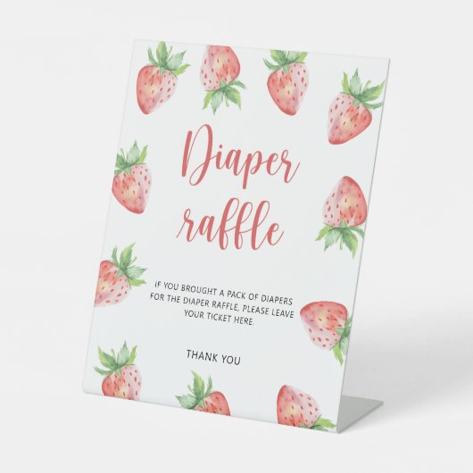 Signe De Table Aquarelle fraise - tombola de couche (Recto)