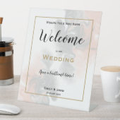 Signe De Table Aquarelle gris brun Peach Bienvenue au Mariage (In SItu)