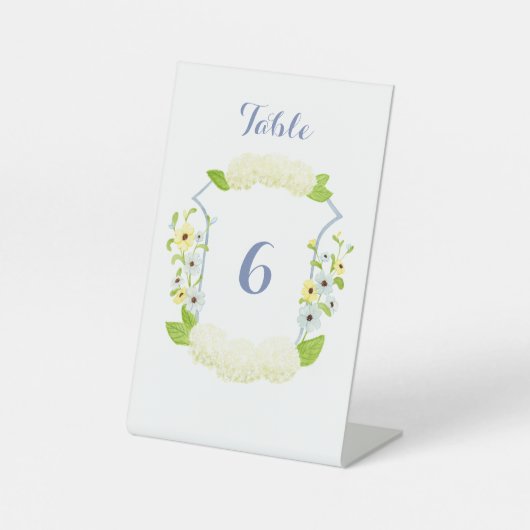 Signe De Table Aquarelle Hydrangea Crest Numéros de table (Recto)
