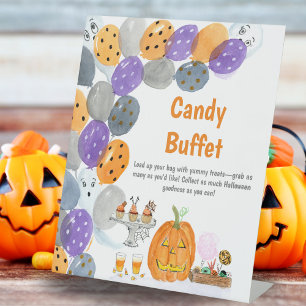 Signe De Table Aquarelle Joyeux Halloween Costume Bonbon Buffet