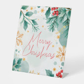 Signe De Table Aquarelle Joyeux Pedestal de Noël Signal - Feuille (Recto)