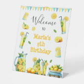 Signe De Table Aquarelle Lemonade Jaune Accueil Anniversaire (Recto)