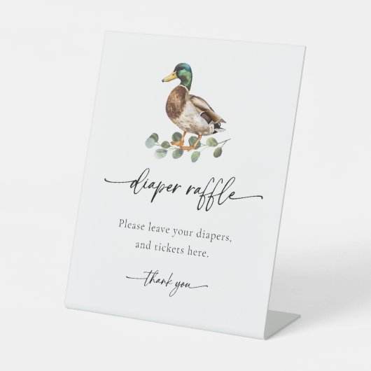 Signe De Table Aquarelle Mallard Baby shower de canard Raffin de  (Recto)