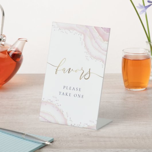 Signe De Table aquarelle marbre rose favoritisme (In SItu)