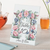 Signe De Table Aquarelle Mariage Arch rose et bleu fleurs (In SItu)