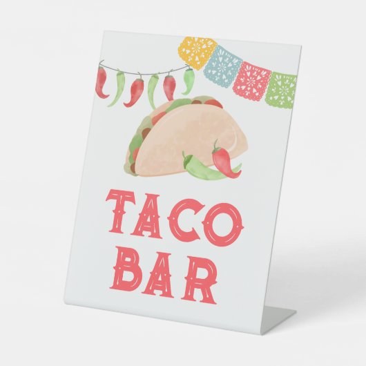 Signe De Table Aquarelle mexicaine Fiesta Taco Bar (Recto)