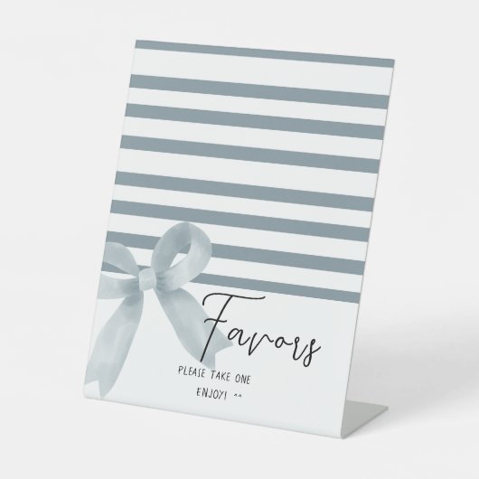 Signe De Table Aquarelle mignonne Dusty Blue Bow Faveurs (Recto)