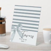 Signe De Table Aquarelle mignonne Dusty Blue Bow Faveurs (In SItu)
