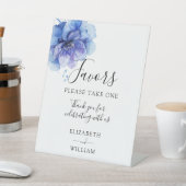 Signe De Table Aquarelle moderne élégante Bleu Fleurs Faveurs (In SItu)