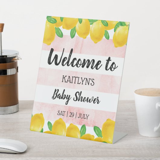 Signe De Table Aquarelle moderne Lemon Tree Baby shower Bienvenue (In SItu)