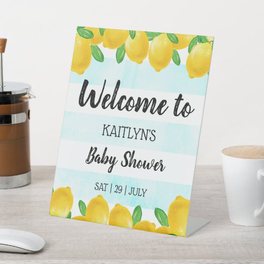 Signe De Table Aquarelle moderne Lemon Tree Baby shower Bienvenue (In SItu)