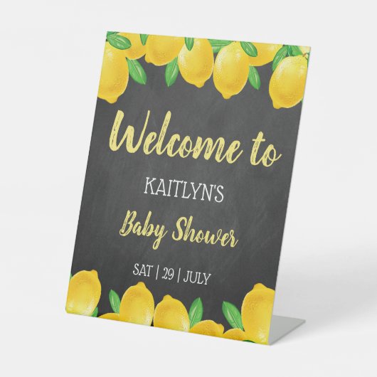 Signe De Table Aquarelle moderne Lemon Tree Baby shower Bienvenue (Recto)
