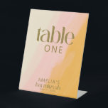 Signe De Table Aquarelle moderne rose Bat mitzvah jaune<br><div class="desc">Boho moderne Aquarelle rose jaune Bat mitzvah Numéro de table Signal piédestal</div>