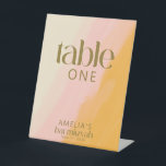 Signe De Table Aquarelle moderne rose Bat mitzvah jaune<br><div class="desc">Boho moderne Aquarelle rose jaune Bat mitzvah Numéro de table Signal piédestal</div>