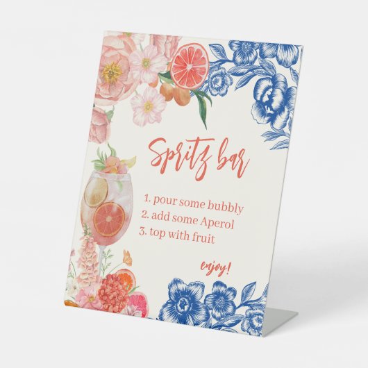 Signe De Table Aquarelle Orange Aperol Spritz Bar Fête des mariée (Recto)