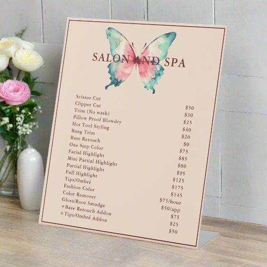 Signe De Table Aquarelle Papillon Logo Blush Pink Tarifs