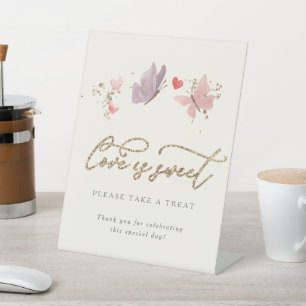 Signe De Table Aquarelle Papillons L'amour est Fête des mariées d