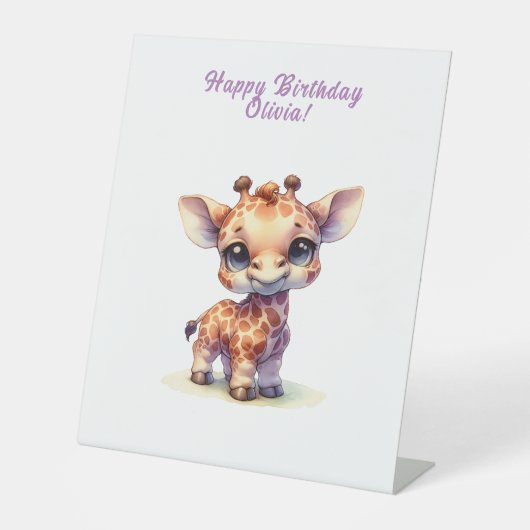 Signe De Table Aquarelle petite girafe (Recto)