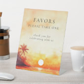 Signe De Table Aquarelle Plage tropicale Coucher du soleil Faveur (In SItu)