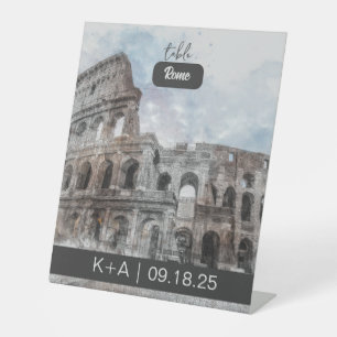 Signe De Table Aquarelle Rome, Italie