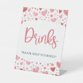 Signe De Table Aquarelle rose Coeurs rouges Saint Valentin Boisso (Recto)