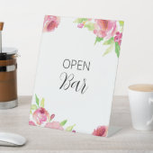 Signe De Table Aquarelle rose Fleurs Floral Open Bar (In SItu)