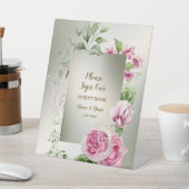 Signe De Table Aquarelle rose Floral Frame Bronze brillant (In SItu)