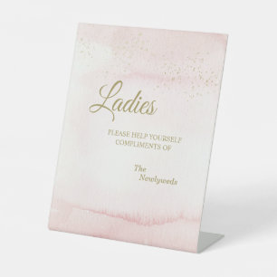 Signe De Table Aquarelle rose Or Type Mariage Dames Salle de bain