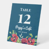 Signe De Table Aquarelle Rouge Poppies Floral Illustration Café (Recto)