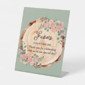 Signe De Table Aquarelle rustique Bois Slice Sage Vert (Recto)