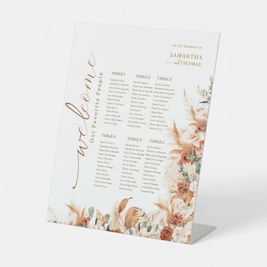 Signe De Table Aquarelle rustique Floral Wedating Chart (Recto)