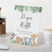 Signe De Table Aquarelle Safari Baby shower Déchets Raffle (In SItu)